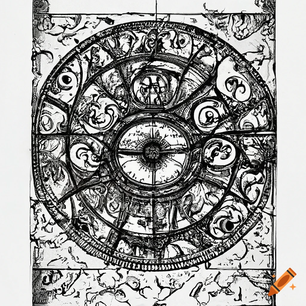 Surreal occult poster with intertwined symbols and intricate designs