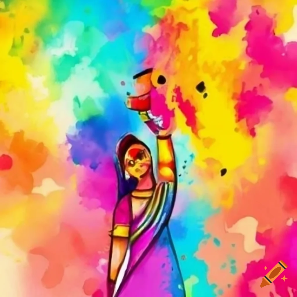 Hand draw fun characters sketch celebrate colorful holi background 20310582  Vector Art at Vecteezy