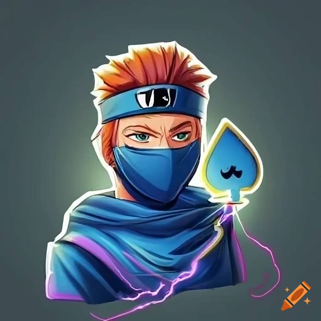 Redhead Caucasian lightning ninja with headband and ace of spades necklace