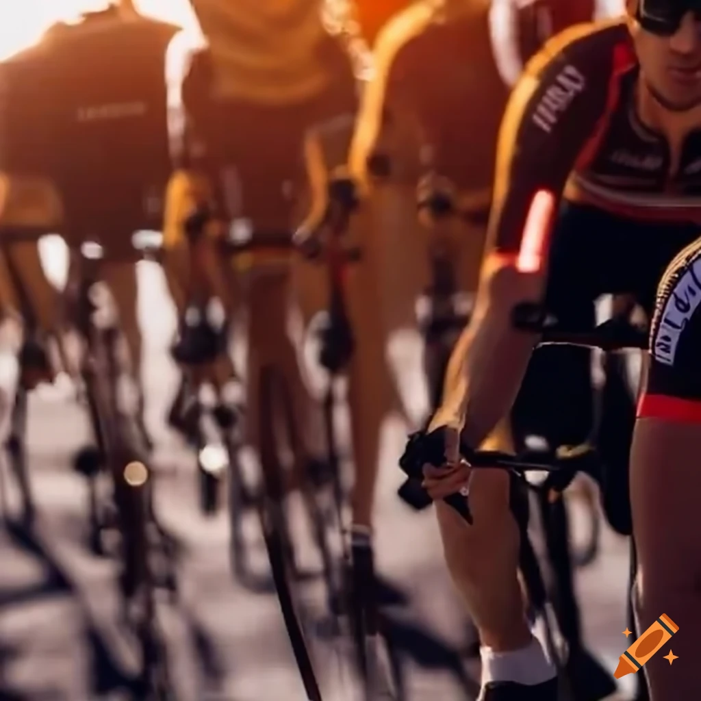 Cycling peloton passing by cheering spectators