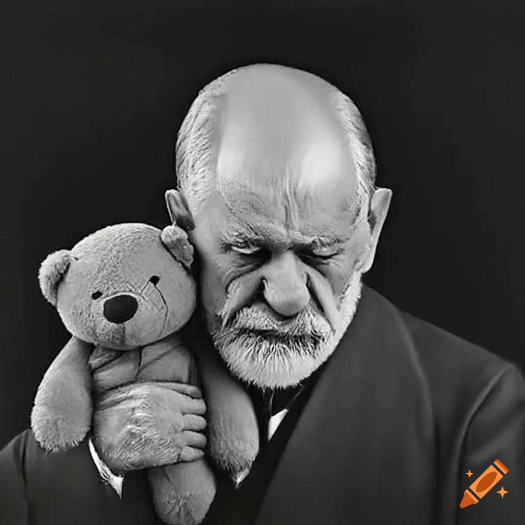 Sigmund Freud with a teddy bear