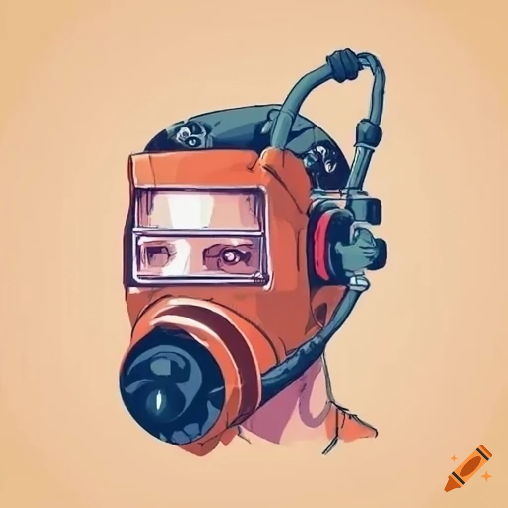 Hand drawing of an underwater welder working in challenging conditions