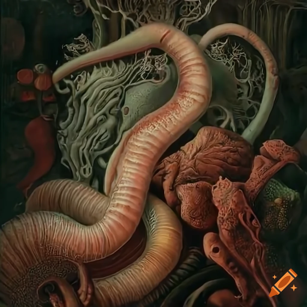 Earthworm art inspired by biliban, helguera, haeckel, and windsor-smith in  ultra hd resolution on Craiyon