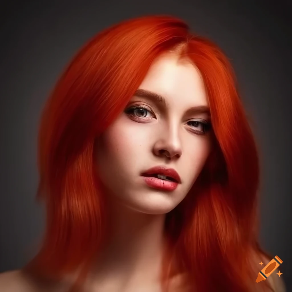 Portrait of a gorgeous athletic woman with striking red hair in a cone updo