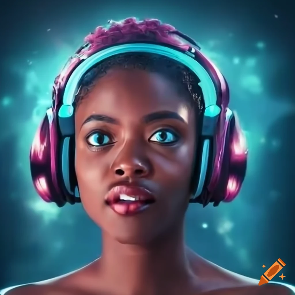 Black woman fully immersed in her favorite video game with headphones on