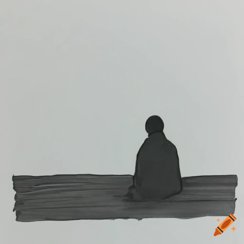 Minimalistic scene depicting solitude and reflection