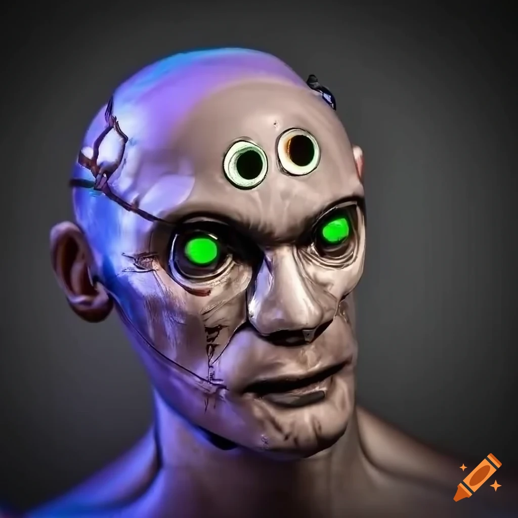 Robotic scared face with a unique 4k appearance in a GTA San style
