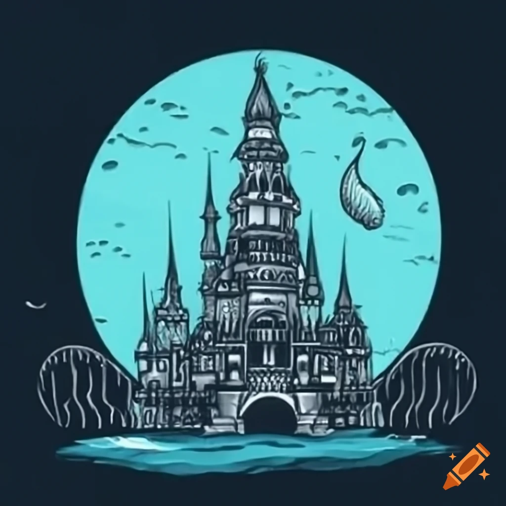 Intricately designed underwater palace with round towers and onion ...