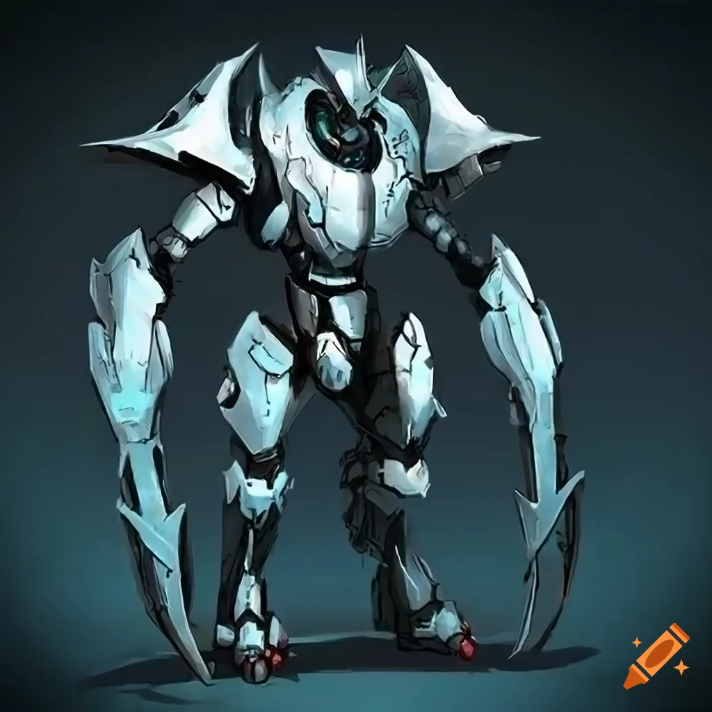 Anime mech armor with a demonic theme