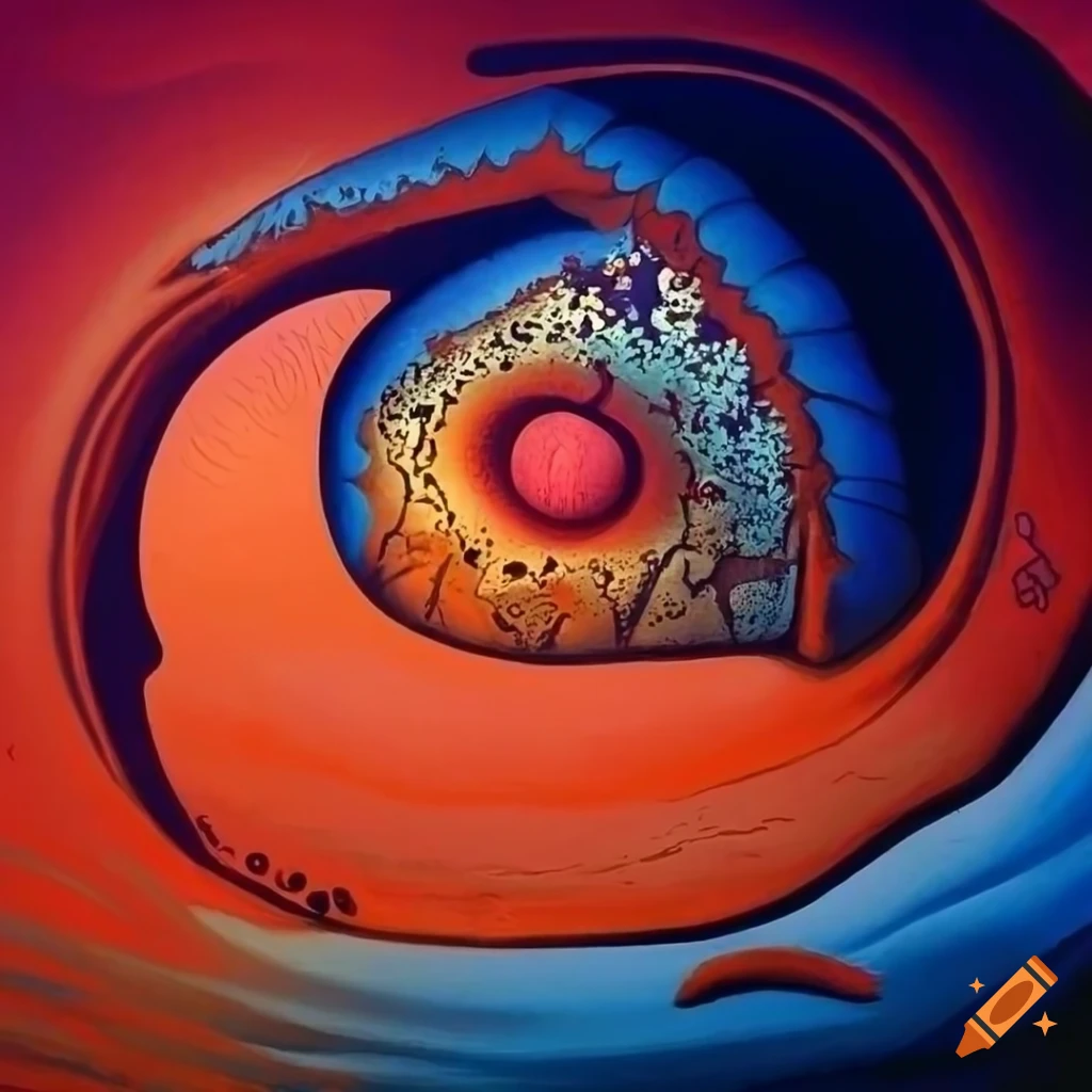 Abstract art with coral reef, graffiti, and geometric patterns