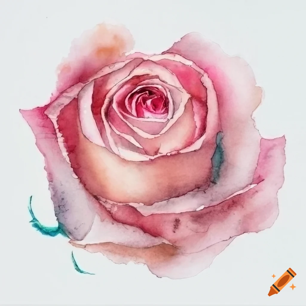 Light pink roses painted in watercolor on white background on Craiyon