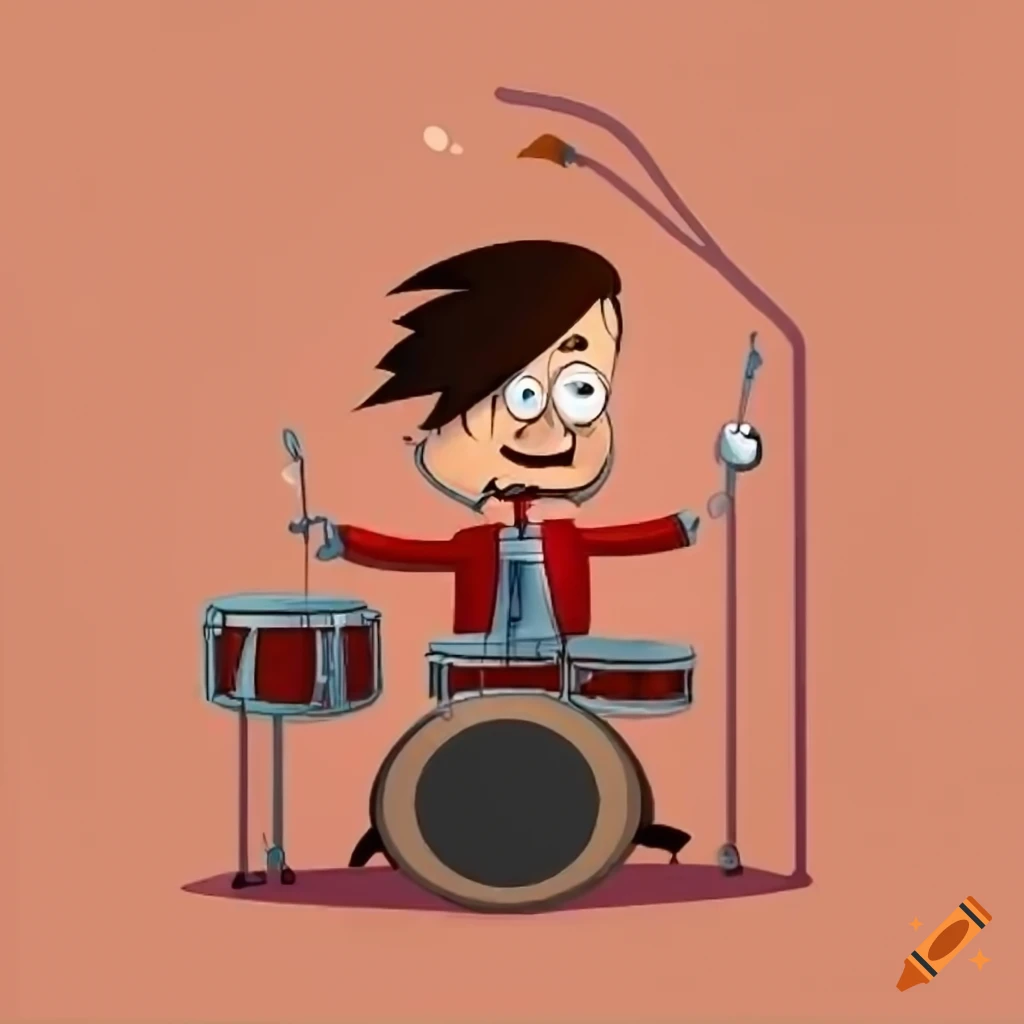 Cartoon man playing the drums