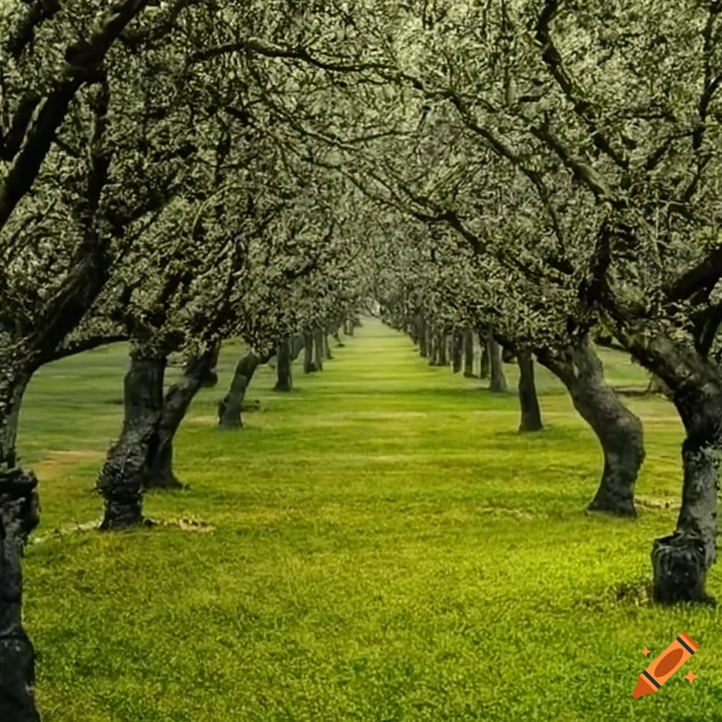 Large orchard of fruit trees