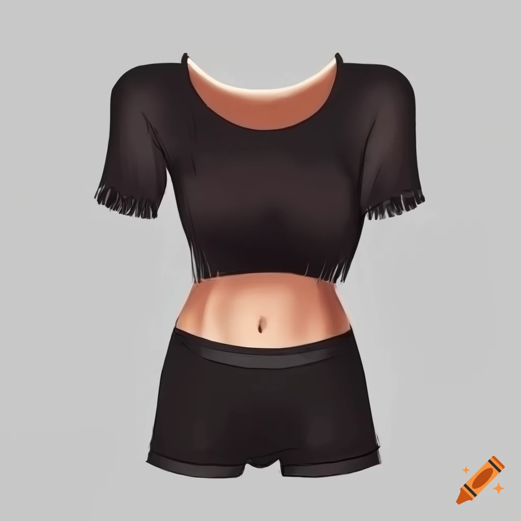 Girl with black t-shirt and boxers and brown hair