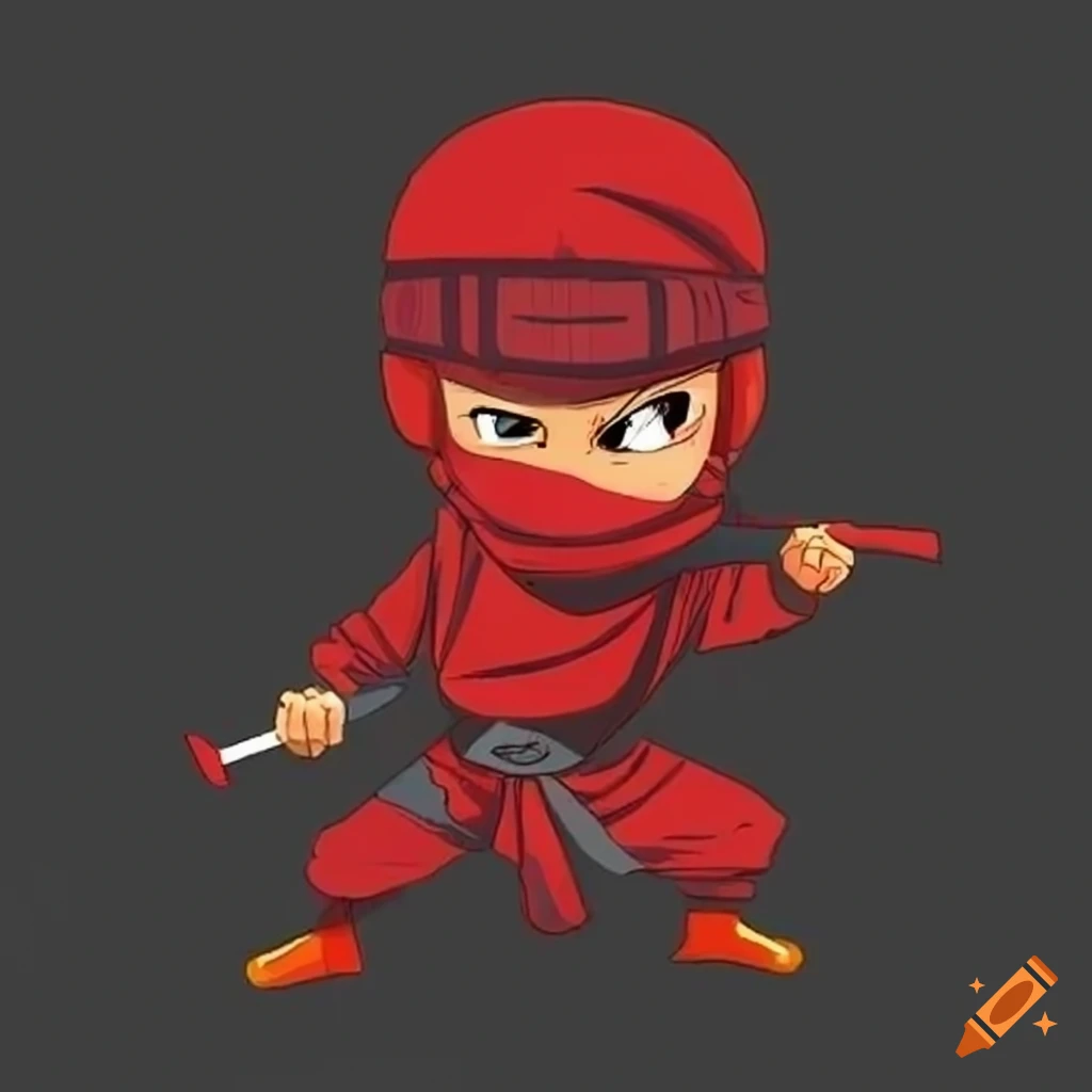 Outline drawing of a red ninja