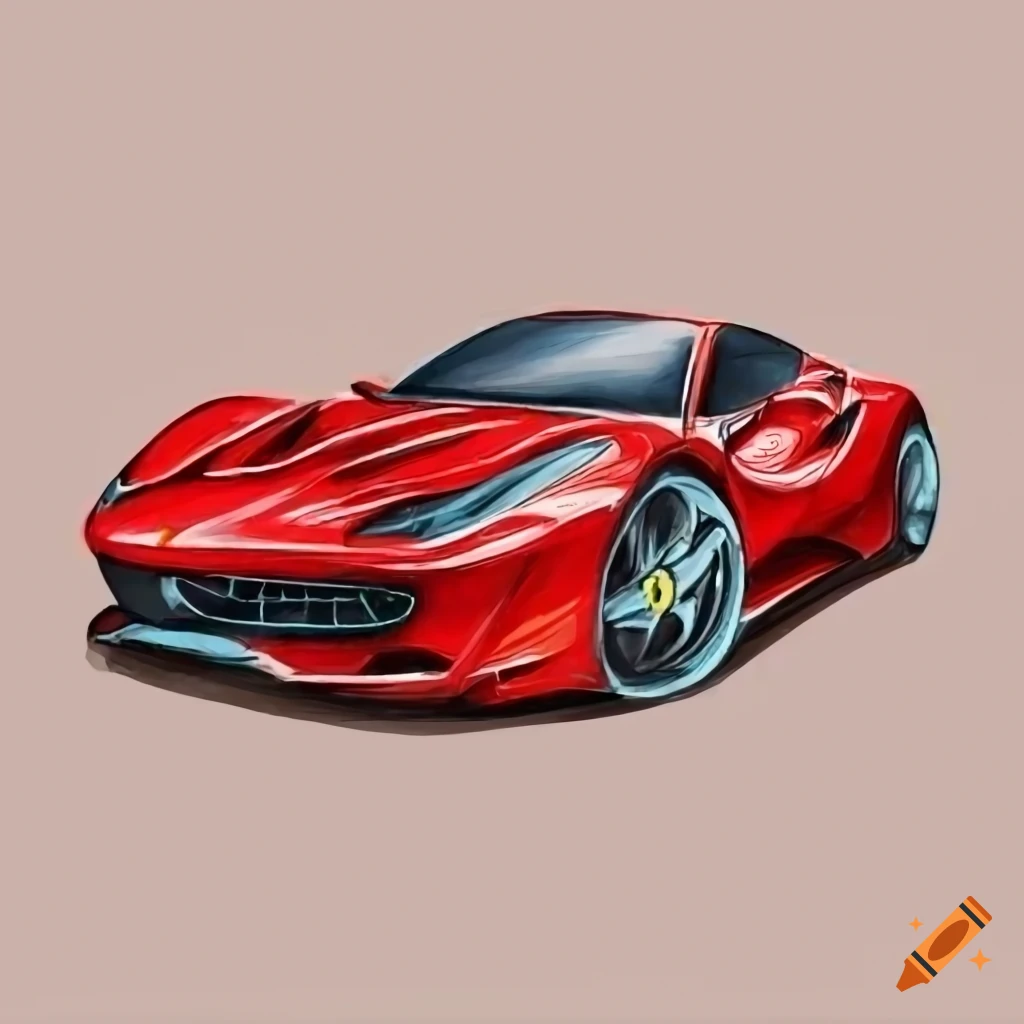 Red ferrarri 488 spider car side view, png | PNGWing