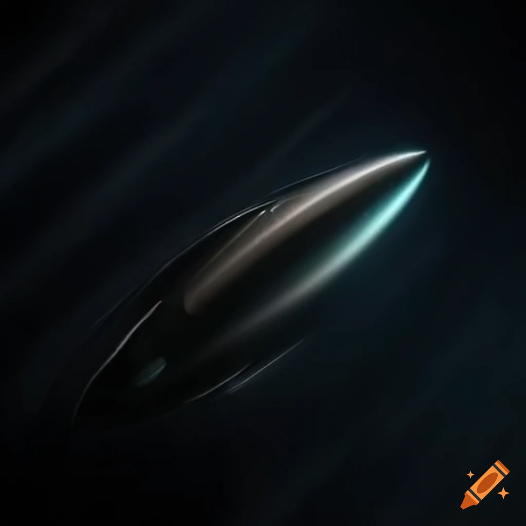 Sleek black and gold spaceship with a glasslike appearance