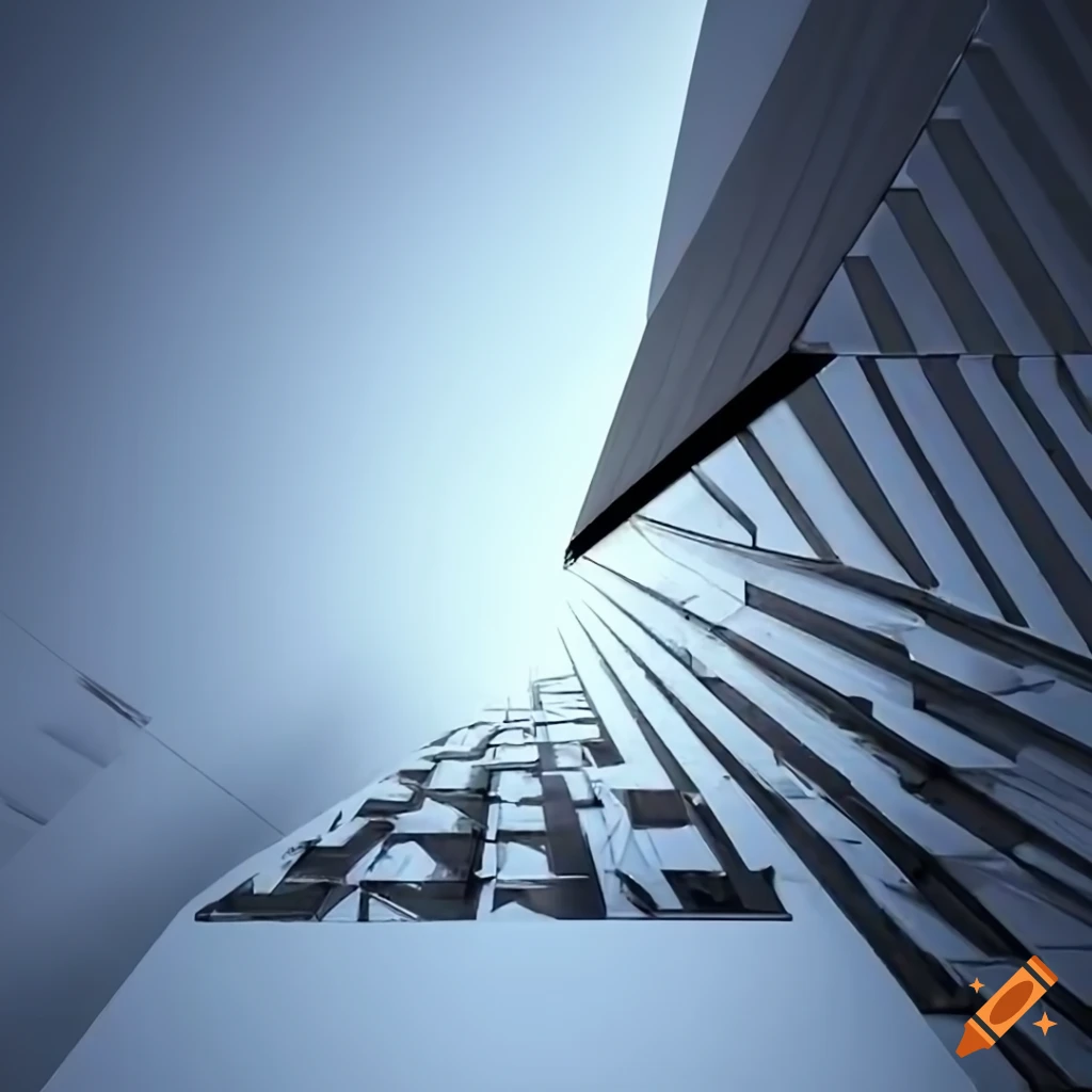 Unique building with Penrose triangles design in black and white
