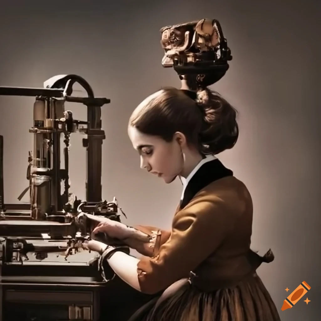 Ada Lovelace working on a Babbage machine