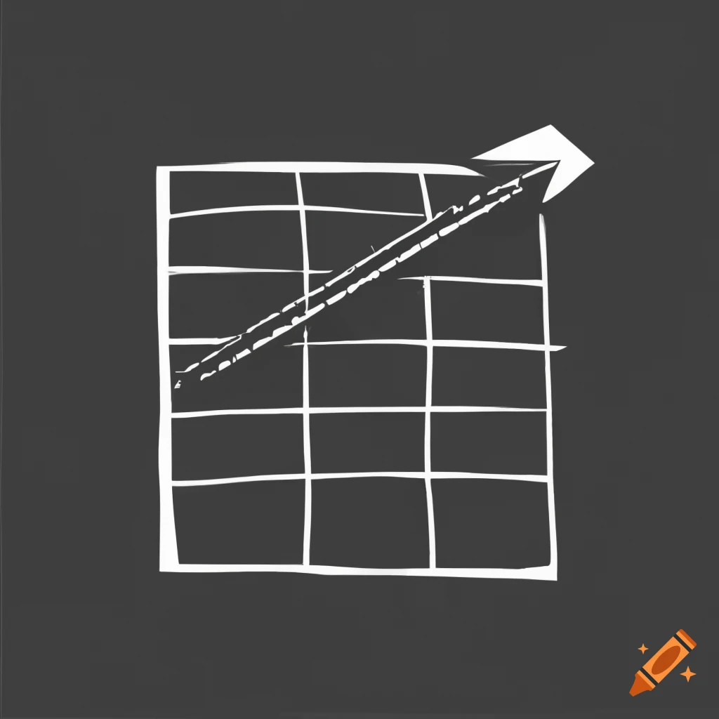 Simplified black and white Excel sheet with a graph and arrow