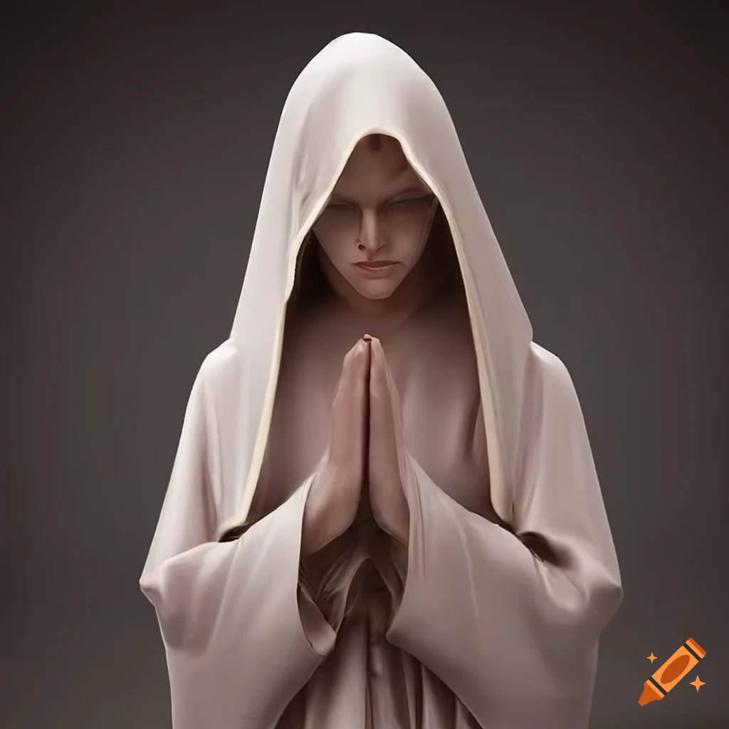 Realistic specter in religious robes praying