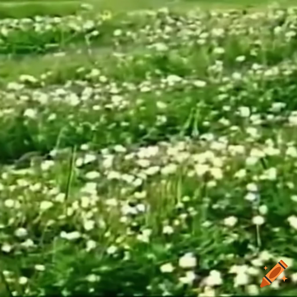 Grass with flowers and retro vhs aesthetic on Craiyon