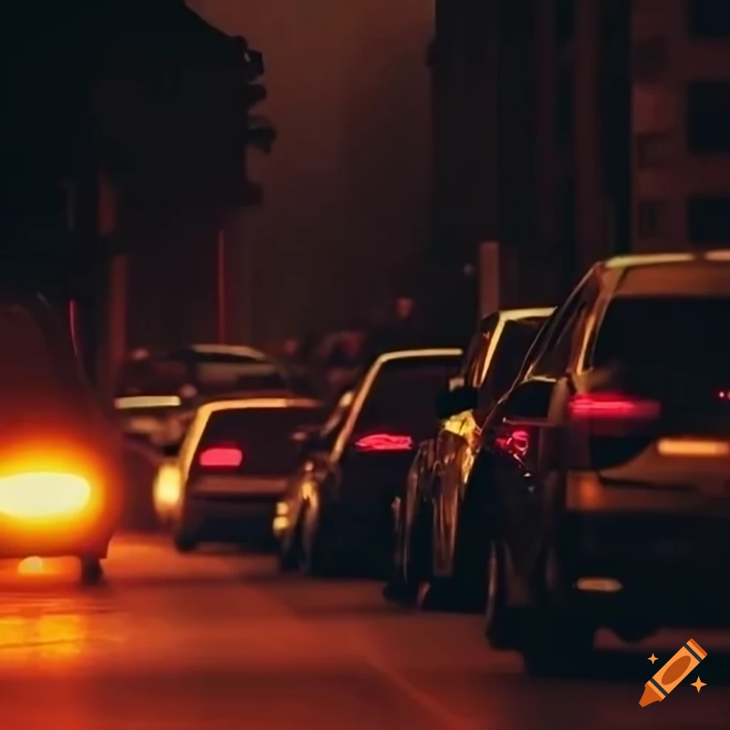 Heavy traffic congestion in a dark, ominous atmosphere