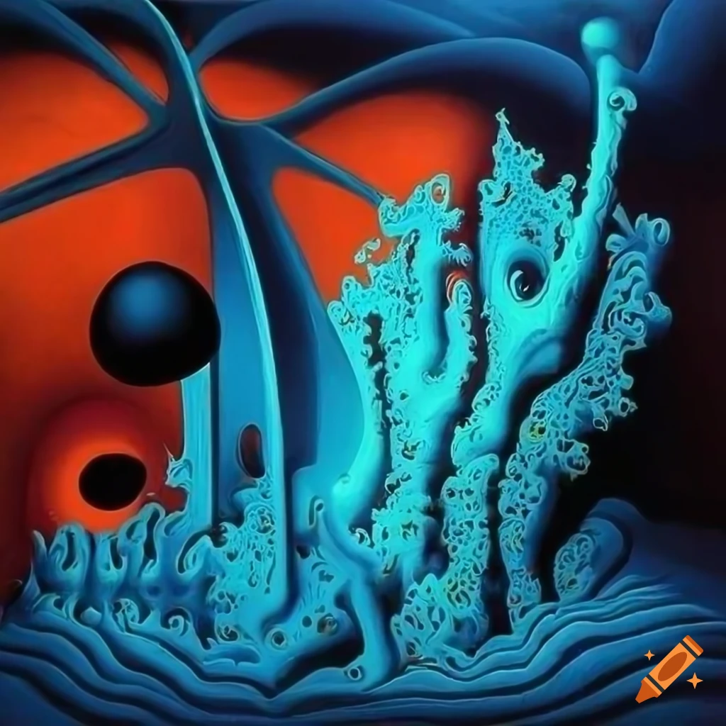 Abstract art featuring coral reef, graffiti, and geometric patterns