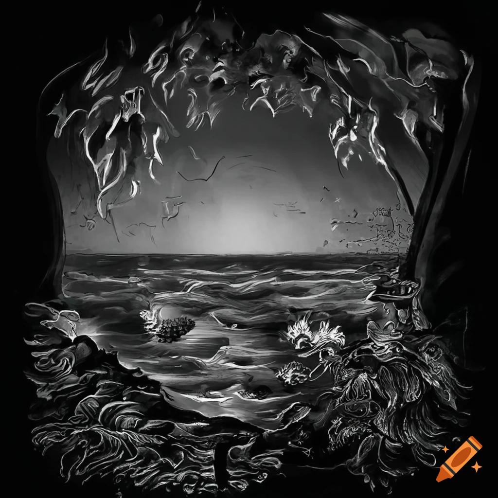 Sea-themed graphic design for a menu