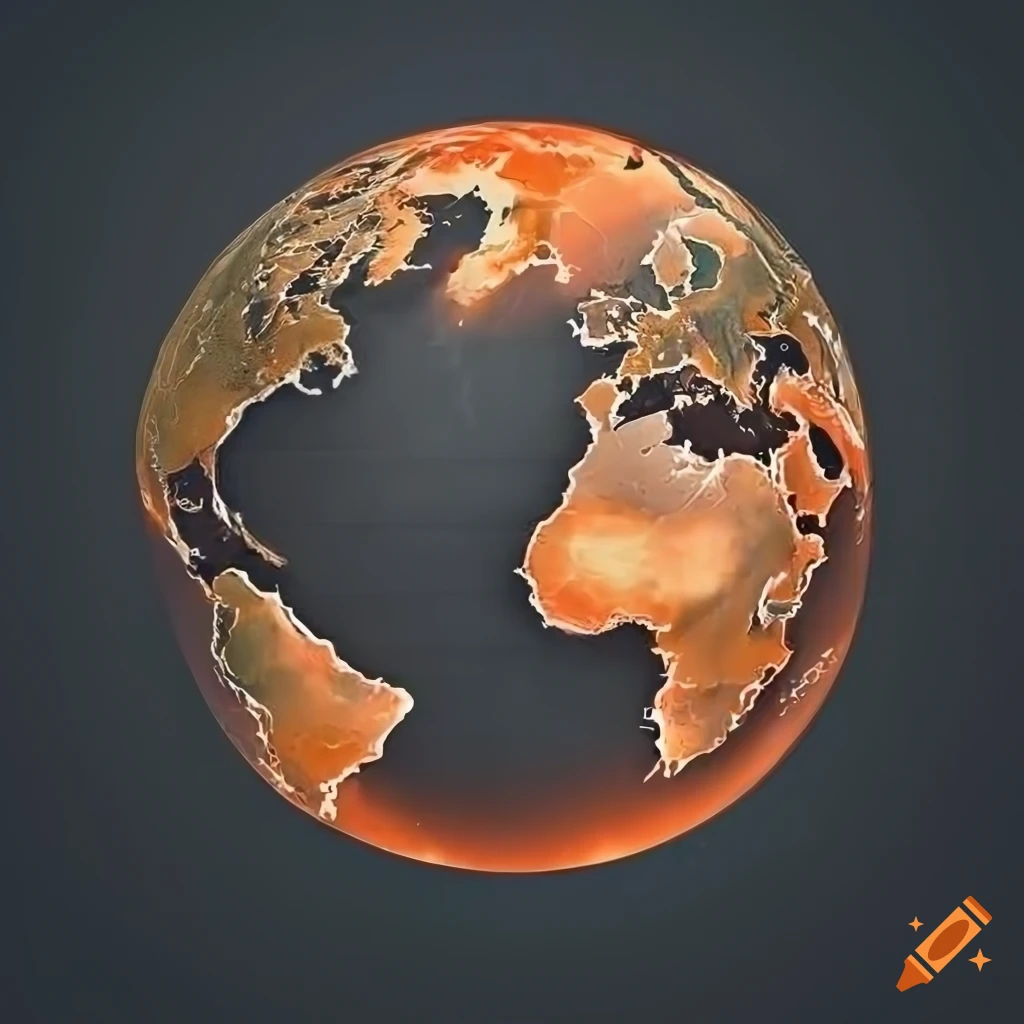 World map with orange gradient background