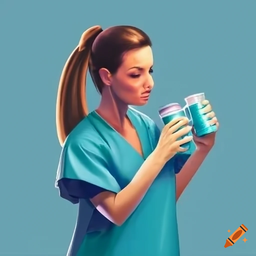 Nurse holding an energy drink