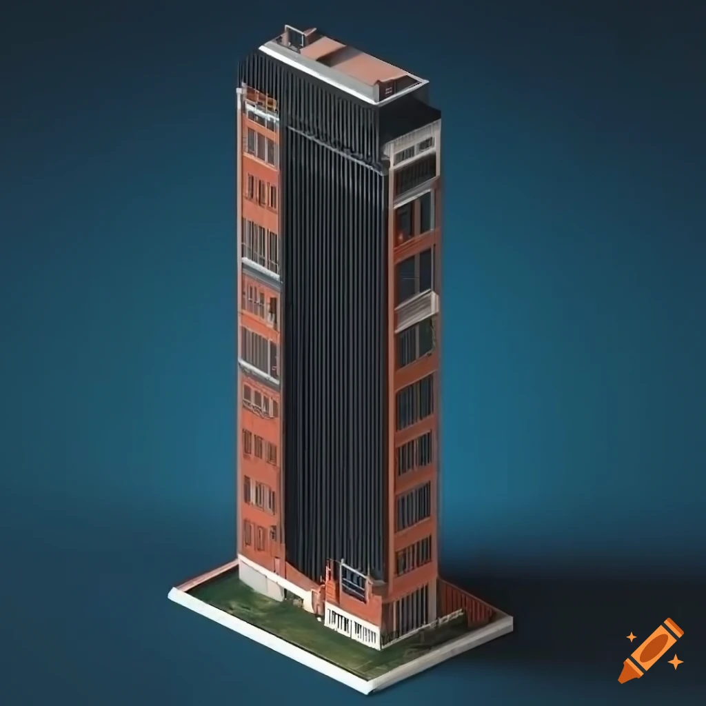 Modern Hong Kong style single skyscraper from above in realistic detail