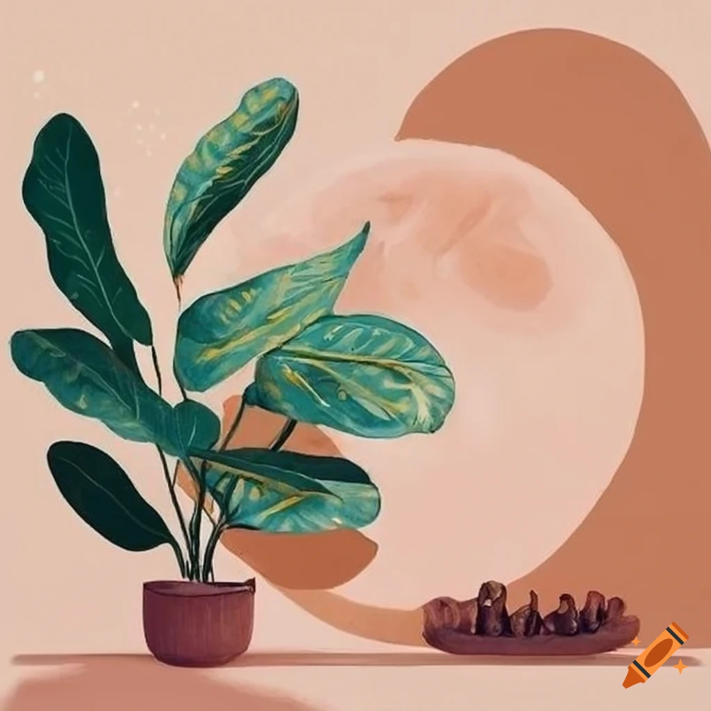 Boho art with plants
