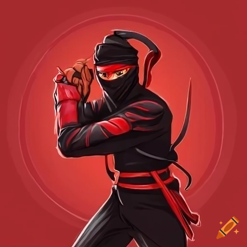 Outline drawing of a red ninja