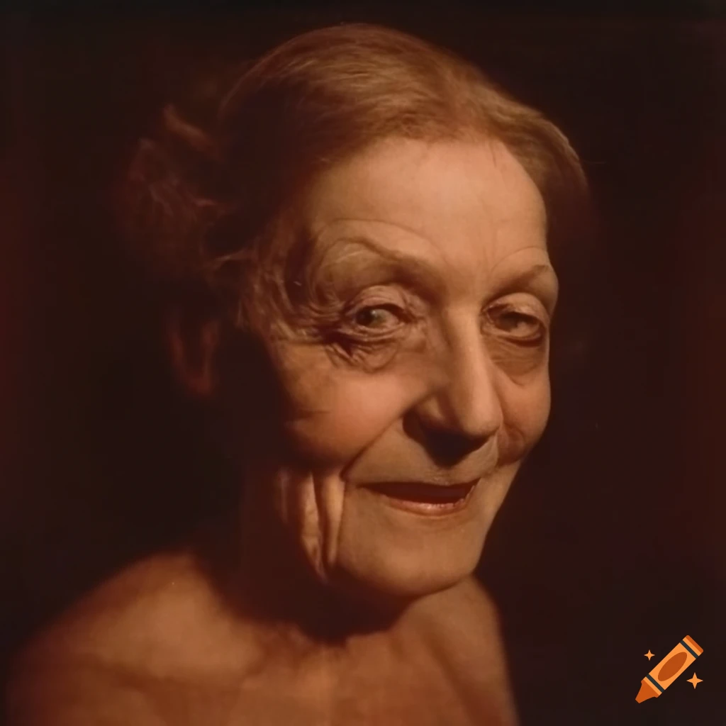 Autochrome photo showing wrinkled eyes in a dark setting with Impressionist influence