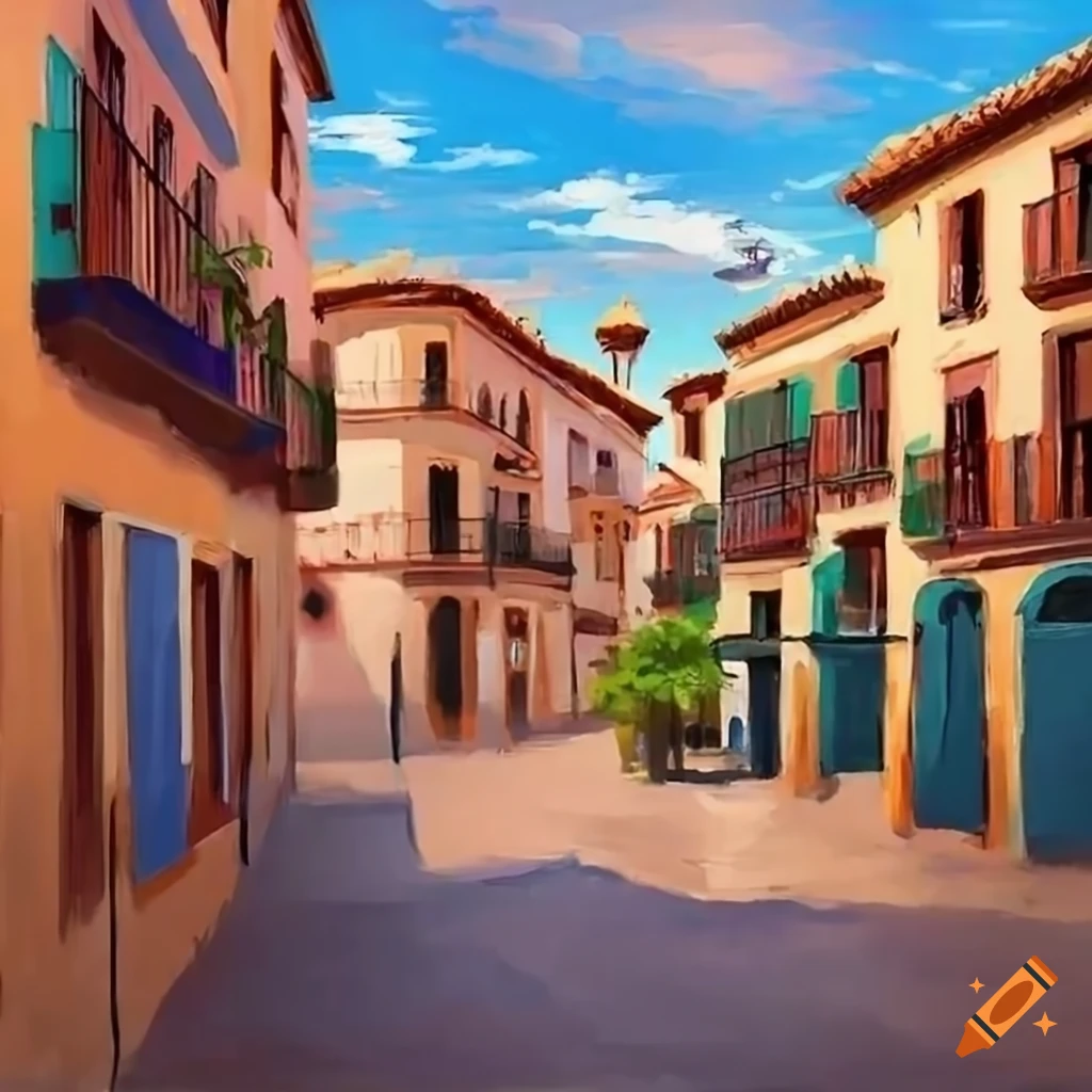 Painting of a young woman depicting vibrant Spanish streets from the past