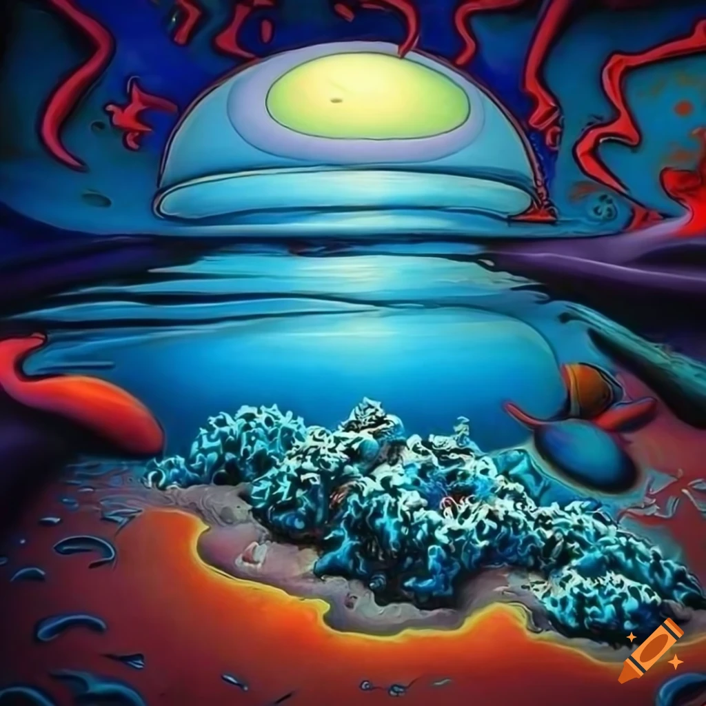 Abstract graffiti art with coral reef inspired patterns