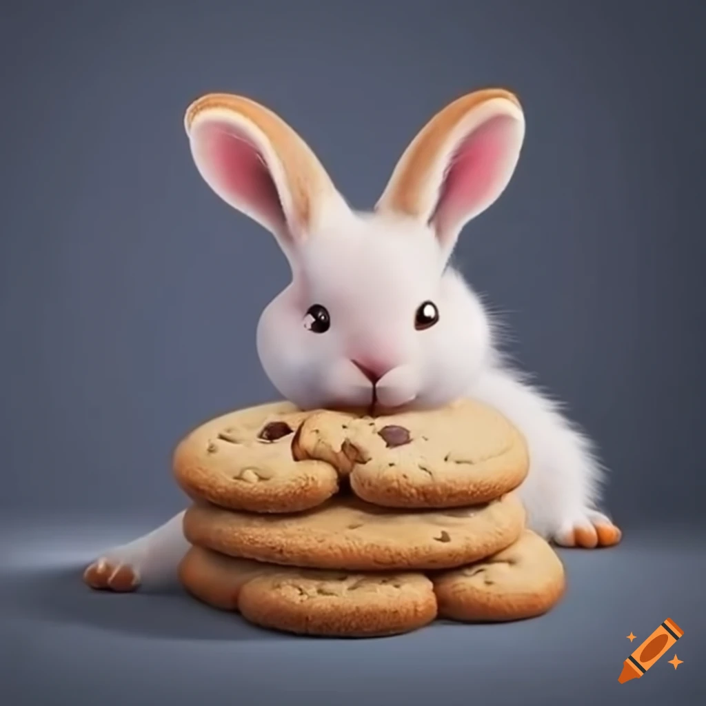 Easter bunny with a cute realistic cookie