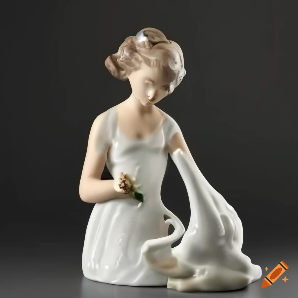 Lladro leda and the swan figurine of a woman with flowers in her hair