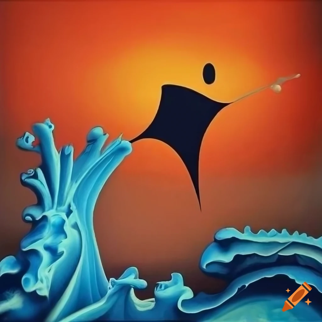 Abstract art featuring coral reef, graffiti, and geometric patterns