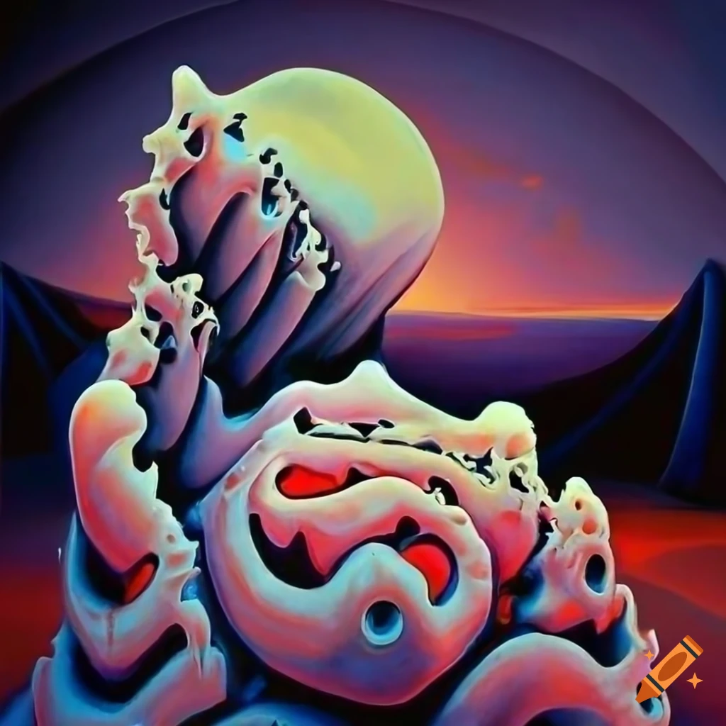 Abstract art with coral reef, graffiti, and geometric patterns