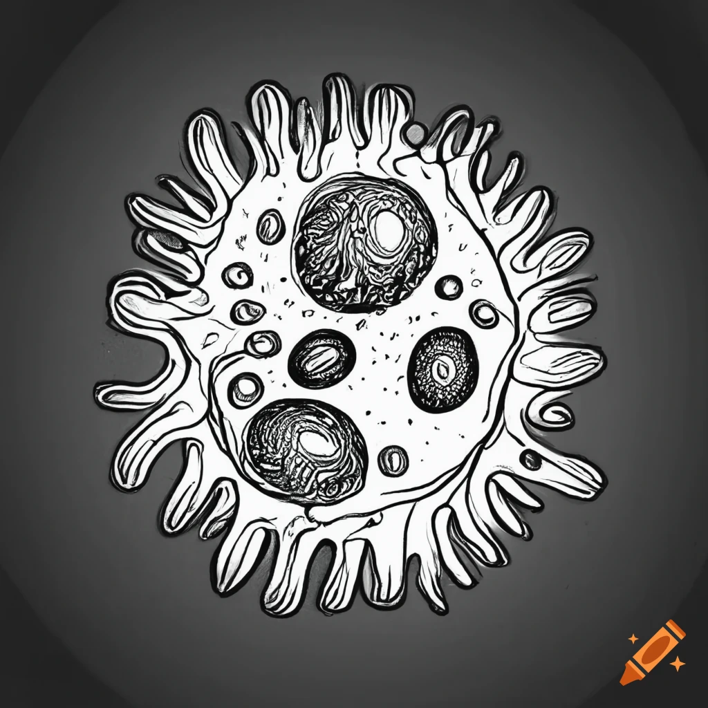 Black and white line drawing of a leukocyte