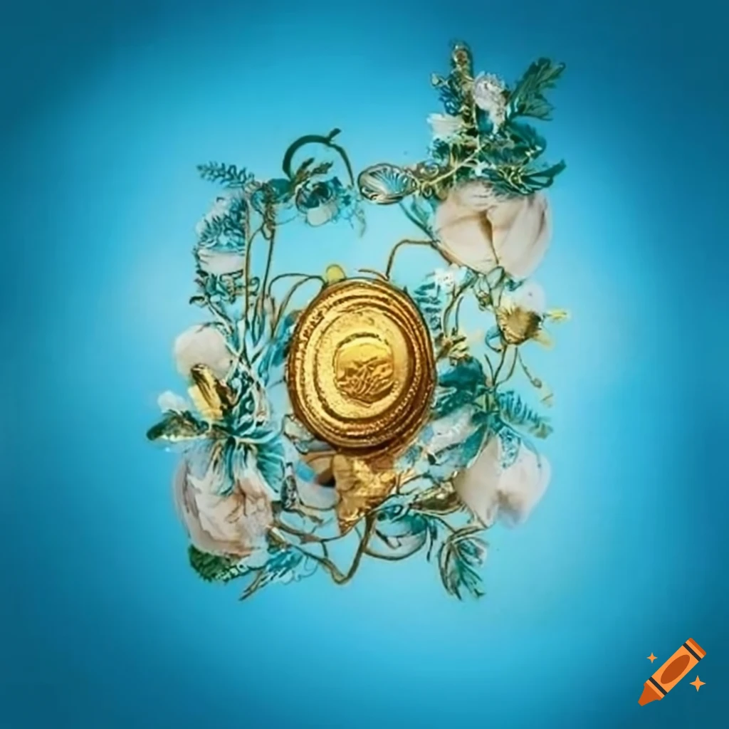 Greeting card with flowers, dolphins, and gold coins for Bozena