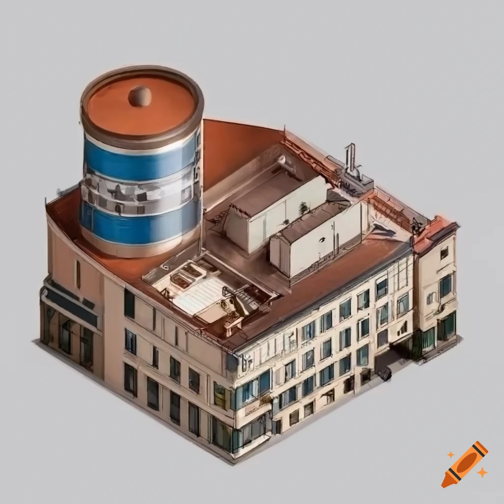 Detailed realistic brewery from above view