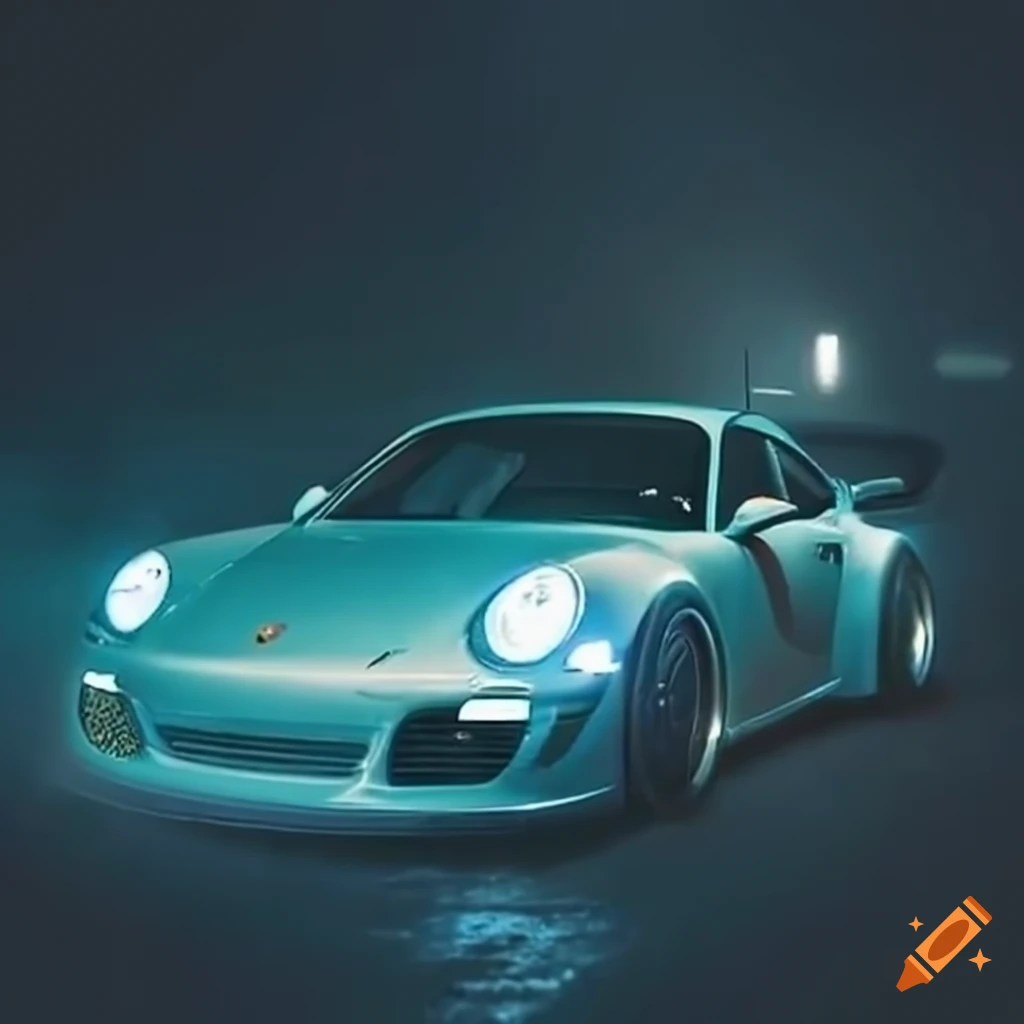 Porsche 911 drifting in the dark