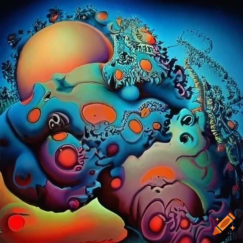 Abstract graffiti art with coral reef inspired patterns