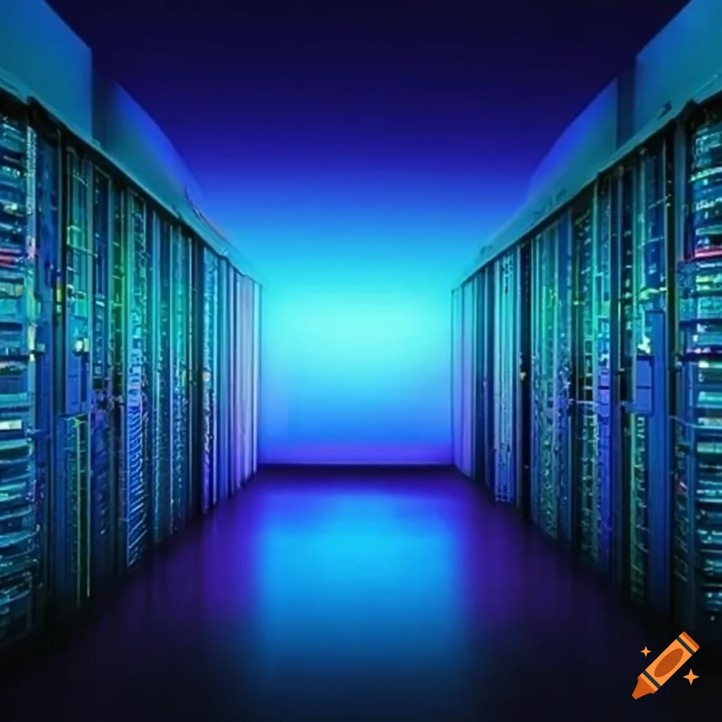 Data center server racks on Craiyon