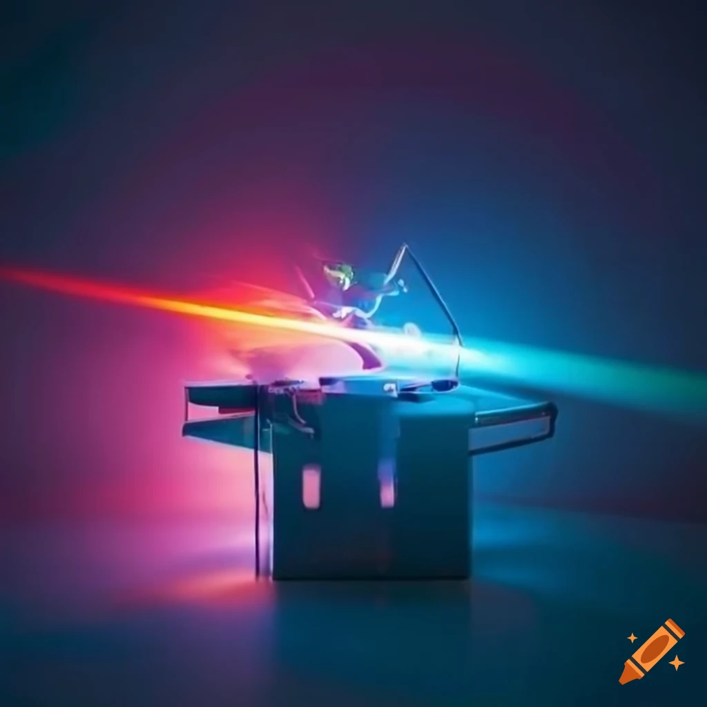 Optical table with components and lasers on Craiyon