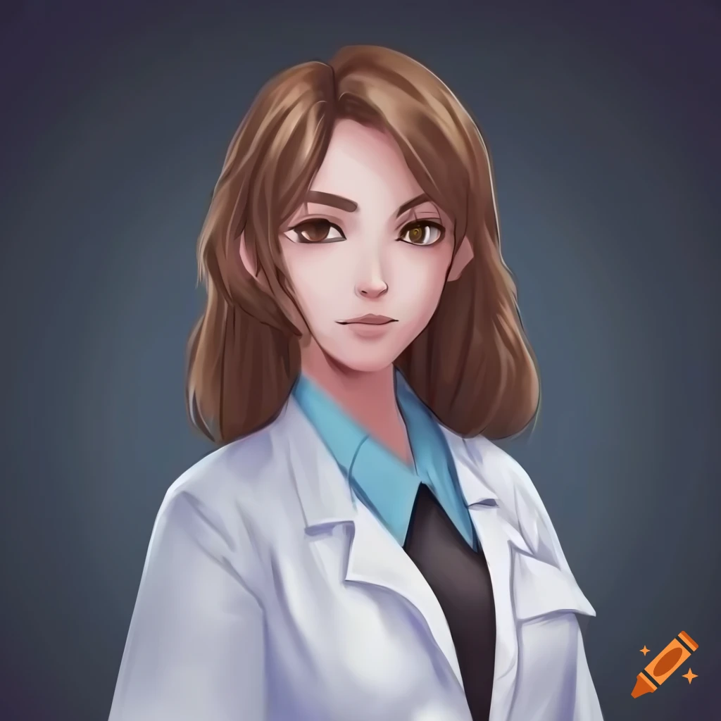 Portrait of a young scientist woman in a white lab coat