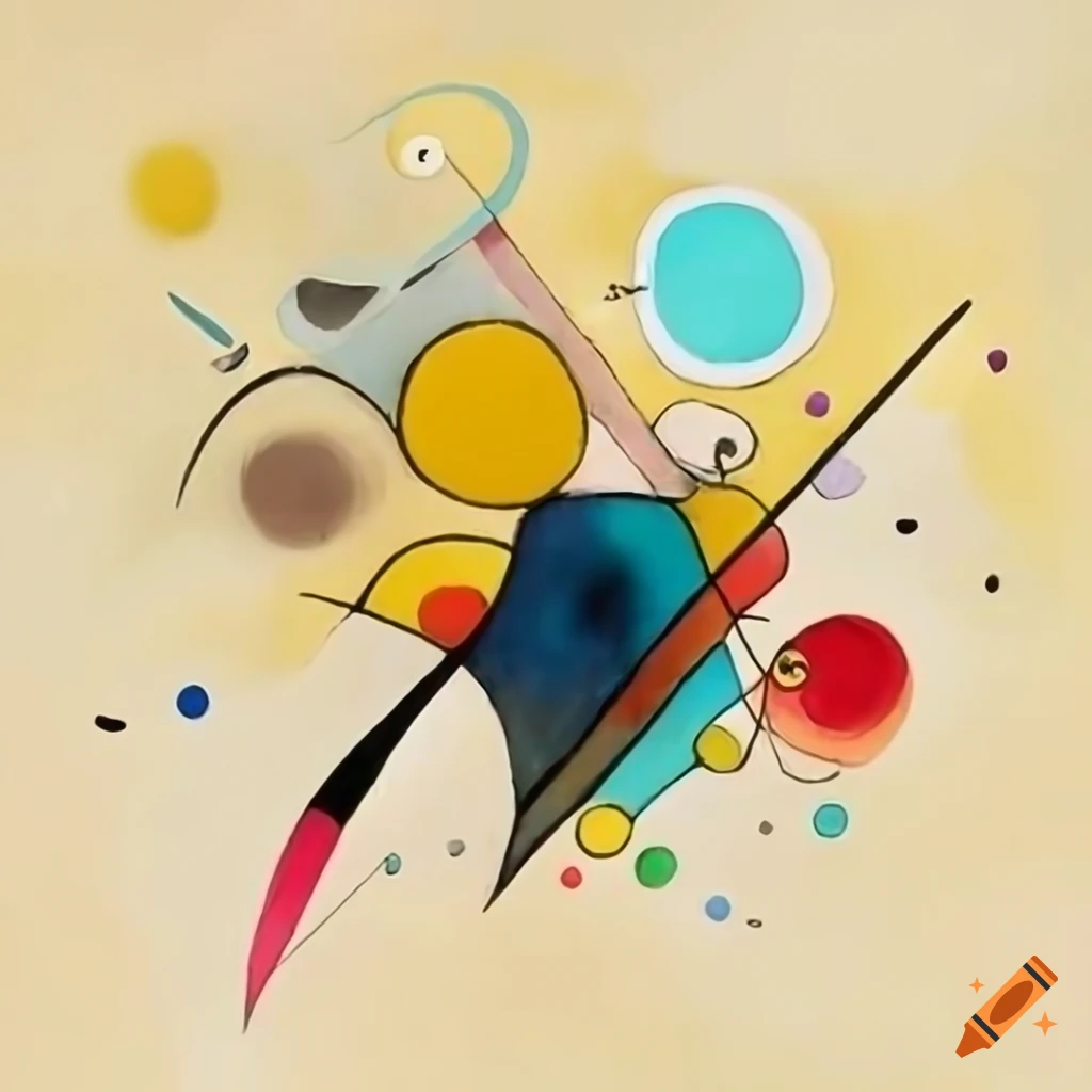 Abstract kandinsky style painting with natural brushstrokes in shades ...